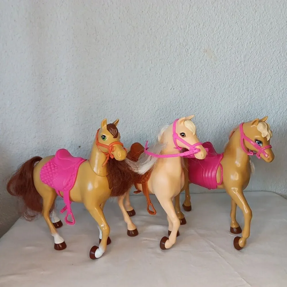 Barbie Horse Lot Pink Brown  Saddles Stable Replacement Brushable Hair